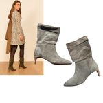 Ba&sh $350 suede slouchy Clarys boots with low kitten heel sz. 36 Photo 3
