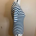 Capulet "Sandra" Cream & Teal Striped Bodysuit Photo 4