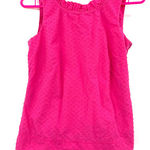 Vineyard Vines size 00 100% cotton hot pink tank top swiss dot side zip Barbie Photo 0