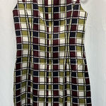 BCBGMAXAZRIA  Plaid Midi Dress in Black, White, and Olive Photo 0