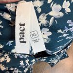 Pact  V-Neck Midi Dress Organic Cotton Dark Teal Blue Floral Size XL Photo 4