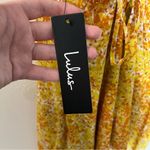 Lulus NWT Lulu’s Mai Mustard Yellow Floral Print Lace-Up Midi Dress Photo 7