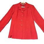 Leslie Fay  Blazer Womens Size 12 Red Suit Jacket Button Shoulder Pad Vintage Y2K Photo 0