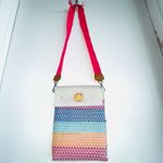 Maria Victoria Neon Crossbody Handbag Bag 12x9" Handmade Plastic Pink Blue Teal Photo 1