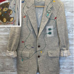 Vintage Handmade One Of A Kind Christmas Womens XXL Coat Hand Painted Wool Teddy Gray Size 2X Photo 0