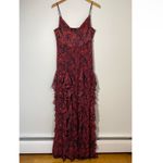 Cinq A Sept Stargazer Lilies Glenda Gown Red Floral Maxi Dress size 12 Photo 4
