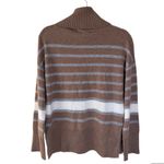 Magaschoni  Stripe Cashmere Turtleneck Sweater In Toasted Brown Photo 3
