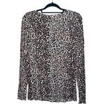 Maurice's 24/7 Cream Brown Leopard Print Crew Neck Long Sleeve Tee Photo 5