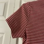 Levi's T-Shirt Womens L Mock Neck Striped Red White Short Sleeve Casual Cotton Photo 4