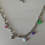 Dolls Kill NWOT silver chain happy face multicolor necklace Photo 1