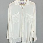 Urban Outfitters  Blouse White Semi-Sheer Long Sleeve FLAWS Size Medium Women Top Photo 0