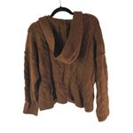 American Eagle Womens Cropped Brown Hooded Cable Knit Sweater Size M Photo 1