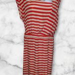 Anthropologie Leifsdottir Piano Striped Asymmetrical Silk Dress Red Cream Size 10 Photo 1