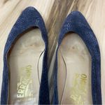 Salvatore Ferragamo Vintage  Navy Blue Suede Almond Toe Slip on Shoes Photo 4
