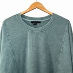 Jane + Delancey 1X Waffle Knit Long Sleeve Sweatshirt Green Washed Oversized Top Photo 3