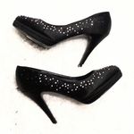 White House | Black Market WHBM black satin embellished stiletto heels 6 Photo 0