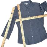 Garnet Hill NEW  Chambray Blue Easy‎ Button Up Shirt XS Collared 3/4 Sleeve Top Photo 2