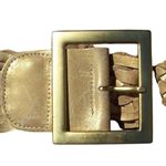 Cache Gold Metallic Woven Leather Belt Pant New Size S/M 2 1/4" Wide $128 NWT Photo 1