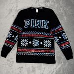 PINK - Victoria's Secret  Shirt Women XS Sequin Holiday Tee Black Sequins Snowflakes Photo 1