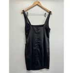 AQUA  Mini Satin Dress Size Large Black‎ Square Neck Sleeves Exclusive NWT Photo 8