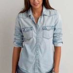 American Eagle AEO Western Denim Snap Button Down Photo 0