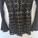 Free People  Back to Black Crochet Lace Bell Sleeve Mini Dress Black Size 2 Photo 9