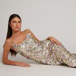 Mac Duggal  6153 Multicolor Sleeveless Floral Paillette Embellished Mesh Gown Photo 3