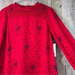 Maison Jules Size XXS Black & Red Long Sleeve Mock Neck Heart Print Blouse Photo 5