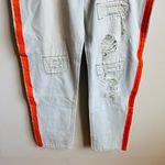 ★ NWOT Unbranded Distressed Jeans with Side Orange Stripes Photo 11