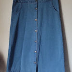 Velvet Heart  Vintage Button Up Blue Midi A-Line Skirt Size L Photo 0