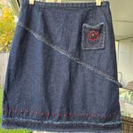 Vintage Telluride Blue Denim Beaded Skirt 12 Red Photo 0