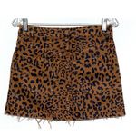 We The Free People Animal Print Skirt Raw Hem Zipper Front Ring Pull Womens 25 Photo 2
