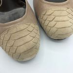 Tibi  Tan Suede Pumps Wood Heels Womens 8 Cap Toe Snake Embossed Preppy Pumps Photo 6