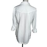 Cloth & Stone  White Tencel Button Down Shirt | Frayed Hem | Size Small Relaxed Photo 2