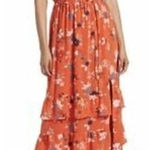 DR2 Daniel Rainn Women's Ruffle Tiered Floral Maxi Dress Orange Tie Waist M NWT Size M Photo 0