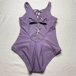 Shade & Shore  purple lavender low back v-neck tie up swimsuit Photo 1