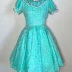 70s Vintage Prairie Swing Dress Green Photo 0