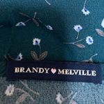 Brandy Melville Green Floral Short Sleeve V Neck Wrap Tie Blouse Crop Top Size S Photo 2