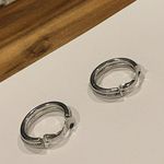 Trifari Signed Crown Silver Tone Clip On Hoop Earrings Photo 2