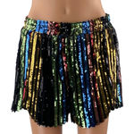 LPA NEW  Short 194 Multicolor Striped Sequin High Rise Mini Party Shorts Size M Photo 0