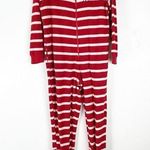Nick & Nora Red Striped Front Zipper Foot Enclosure Long Sleeves Pajamas Small Photo 0