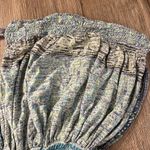 Free People  Smocked Elastic V-Neck Blouse Blue Photo 6