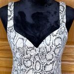 ZARA ‎ Animal Print Snakeskin Faux Suede Mini Dress Black & Ecru Size Medium Photo 3