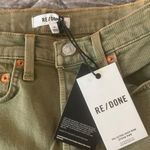 RE/DONE 70s Ultra High Rise Stove Pipe Jeans Size 24 Olive Green Denim vintage Photo 2