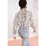 Ulla Johnson Edith Blouse Gardenia Floral Metallic Silk Button Front Bow Size 6 Photo 2