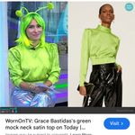 Ronny Kobo Kaira Satin‎ Open Back Top Green 4 Photo 3