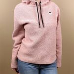 FILA  Josephine Hoodie Medium Teddy Sherpa Sweatshirt Pastel Pink Sweater Photo 1