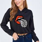 Nordstrom Black Lips  Crop Hoodie NWT Photo 0