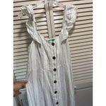 Dip White/Blue Striped Ruffle Straps Button Down Linen Maxi Sundress‎ Size 10 White Photo 1