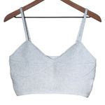 Aerie ‎ Ribbed Knit Cropped Tank Top Cami Adjustable Straps Light Gray Size Large Photo 0